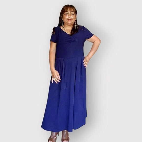 SHEIN WOMENS SIZE LARGE NAVY BLUE POLYESTER MAXI DRESS - Picture 2 of 6